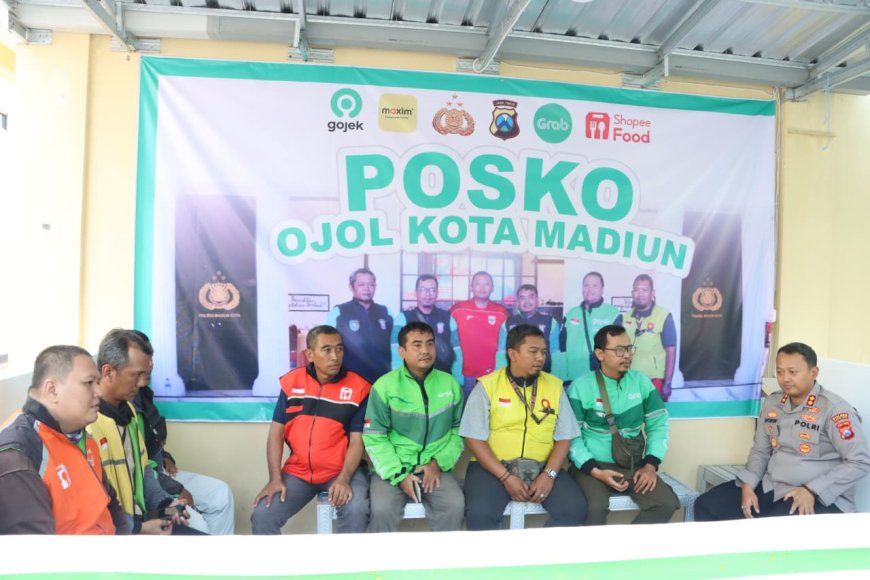 Perkuat Kemitraan, Posko Ojol Kamtibmas Diresmikan di Madiun Kota