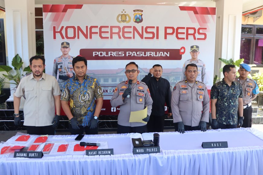 Polres Pasuruan Amankan 5 Tersangka Kasus Tambang Andesit Ilegal di Purwosari